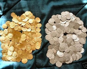 100 monete d'oro/argento...Accessori per cintura, costume, perline, foulard per danza del ventre in vero ottone