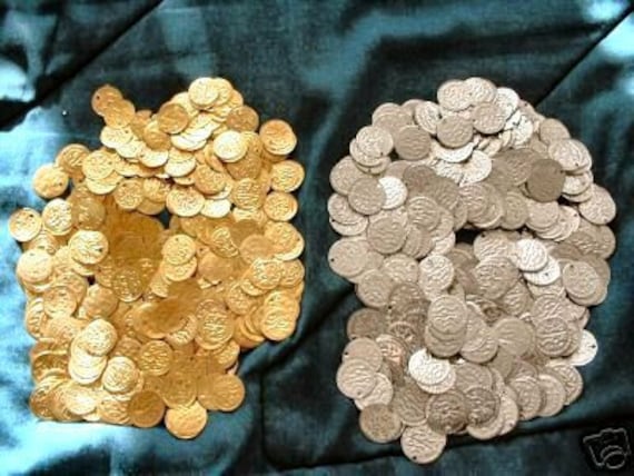 100 Gold/Silver Coins...Real Brass Belly Dance Hip Scarf Accessories Belt Costume Coin Beads