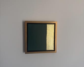 Emerald Green Abstract Painting: Gold Leaf Framed Canvas Art