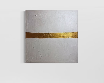 Gold and White Texture Art: Handmade Minimalist Painting