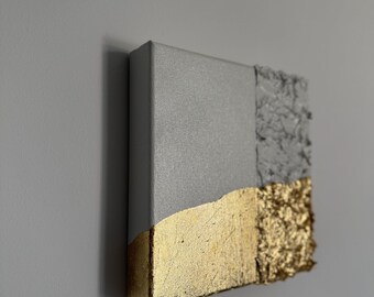 Hand made painting | Gold leaf and white acrylics | Abstract Painting