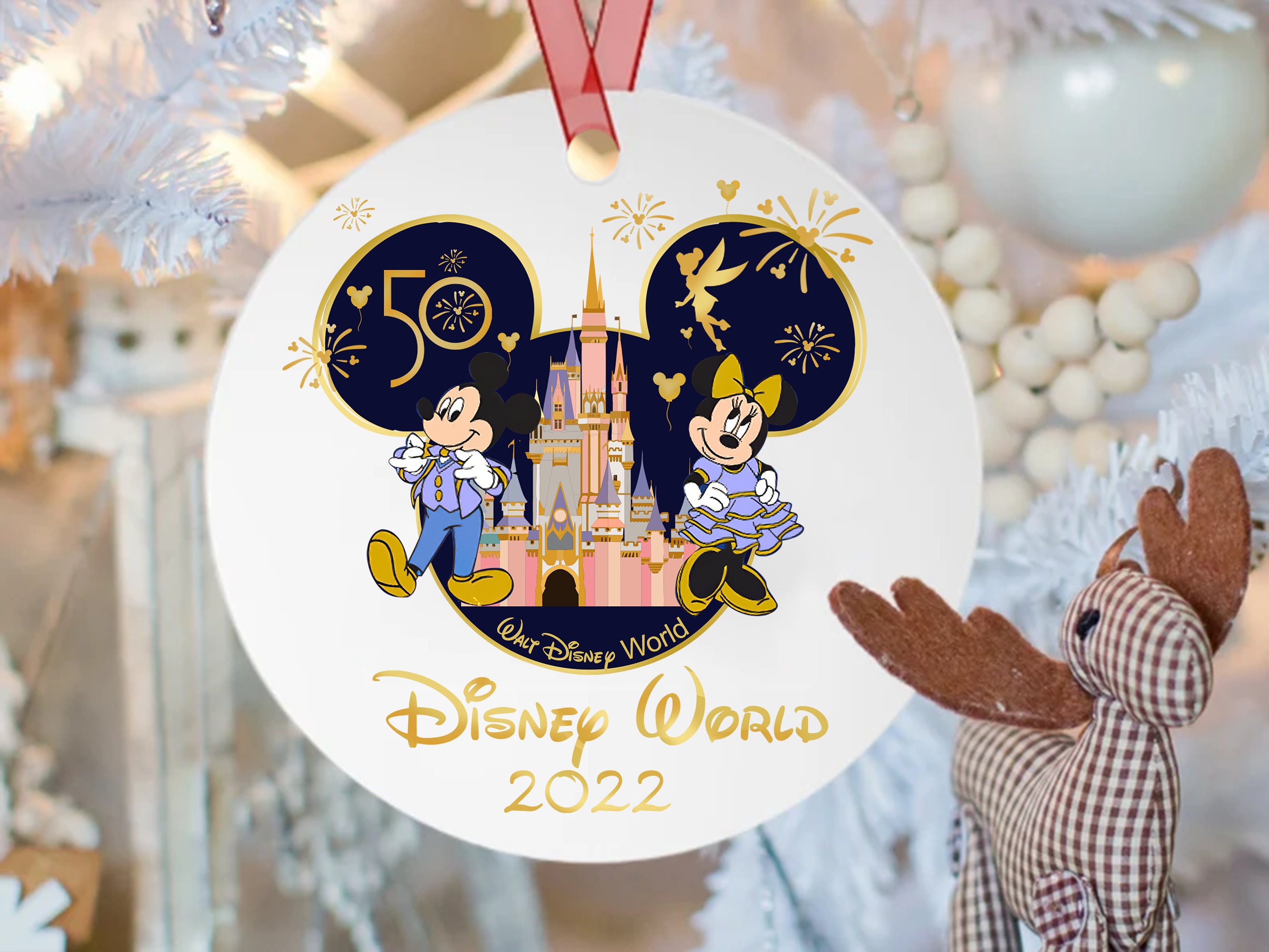 Disney World 50th Ornament, Disney Xmas Ornament, Disney Castle Ornament