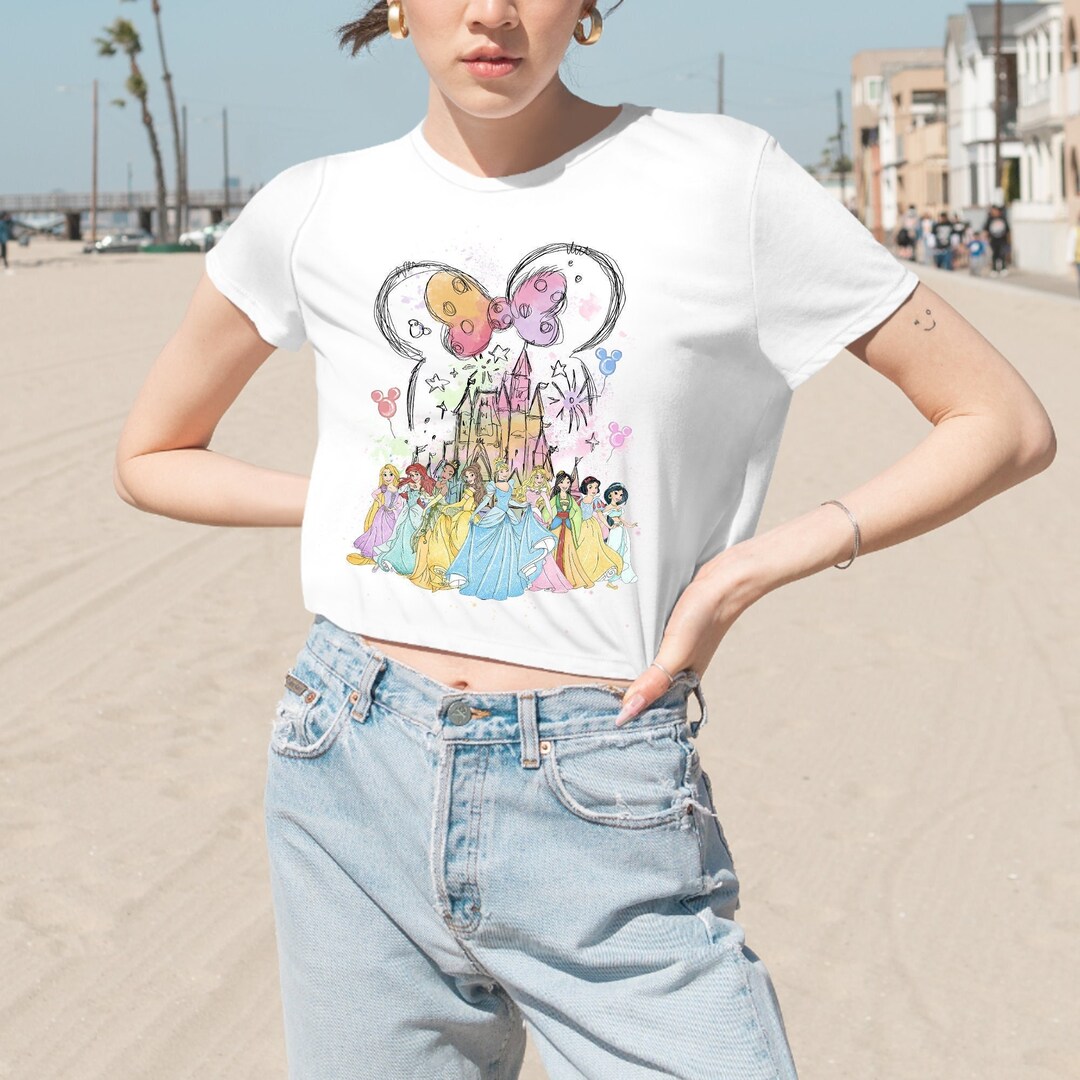 Watercolor Disney Princess Crop Top Magic Kingdom Crop Top Etsy