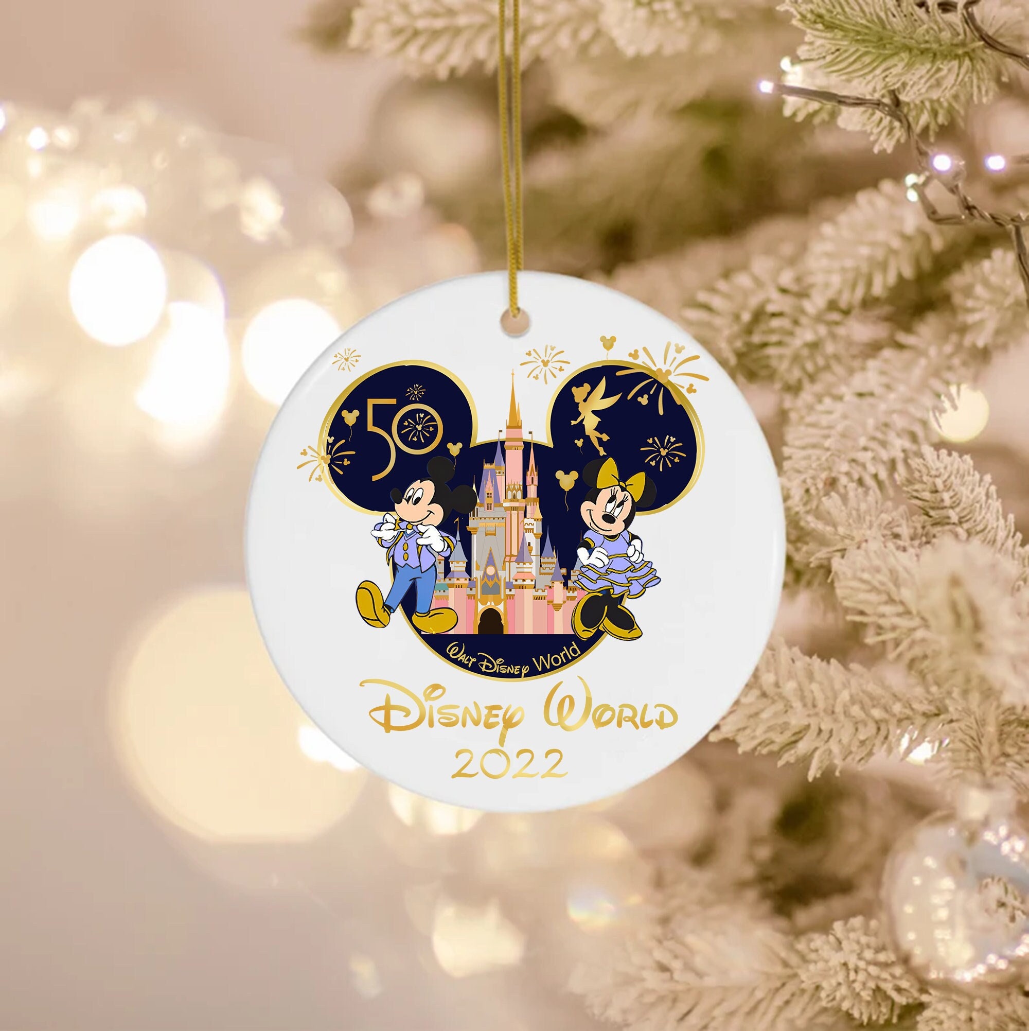 Disney World 50th Ornament, Disney Xmas Ornament, Disney Castle Ornament