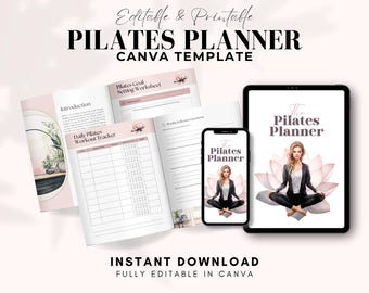 Pilates Planner Canva Template, Fitness Planner for Instructors & Clients, Editable Workout Log, Pilates Journal, Life Coaching Tool