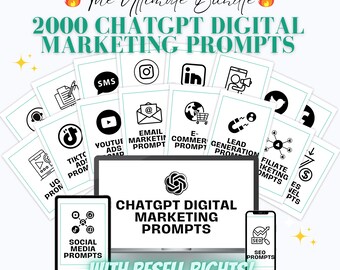ChatGPT Digital Marketing Prompts Bundle, 2000 ChatGPT Prompts Bundle, ChatGPT Marketing Prompts, AI Prompts Resell Rights