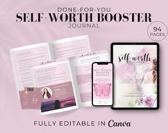 Self Worth Booster Journal Done For You Kurs Arbeitsbuch Bearbeitbare Canva Vorlagen Coaching Bleimagnet Vorlagen Life Coach Arbeitsbuch