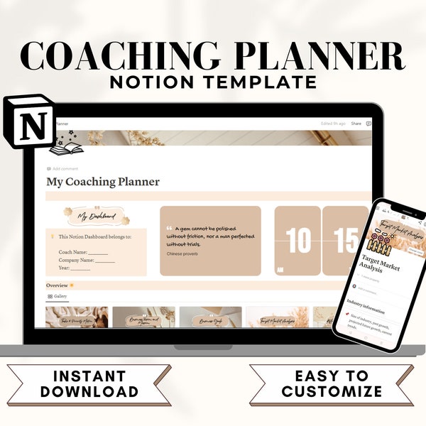 Notion Template Coaching Planner, Coach Client Onboarding, Aesthetic Client Dashboard, Notion Coaching Program, Notion Client Tracker