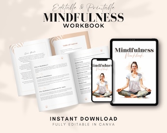 Mindfulness Workbook, Done For You Course, Brandable Course, Workbook Template, Mental Health Journal, Lead Magnet, Life Coaching Tool