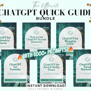ChatGPT Quick Guide Bundle, ChatGPT Rebrandable Course Bundle, ChatGPT PLR Marketing, Commercial Use Canva, Done For You ChatGPT, AI Prompt