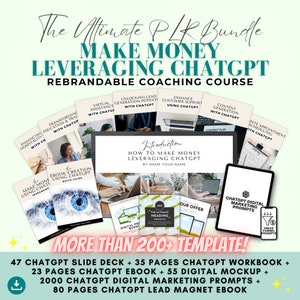 ChatGPT Rebrandable Course Bundle, Make Money Leveraging ChatGPT Bundle, ChatGPT PLR Marketing, Commercial Use Canva, Done For You ChatGPT