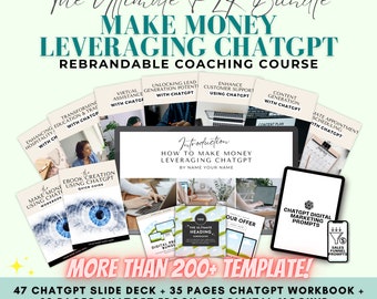 ChatGPT Rebrandable Course Bundle, Make Money Leveraging ChatGPT Bundle, ChatGPT PLR Marketing, Commercial Use Canva, Done For You ChatGPT