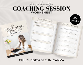 Feuille de travail de séance de coaching, feuille de travail de programme de coaching, modèle de feuille de travail de coaching, formulaire de coach, formulaire de client, note de séance de client