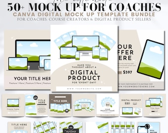 50+ Mockup Canva Template for Coaches, Course Creator Mockup, Digital Product Mockup, Canva Template Mockup Bundle, Online Course Mockup
