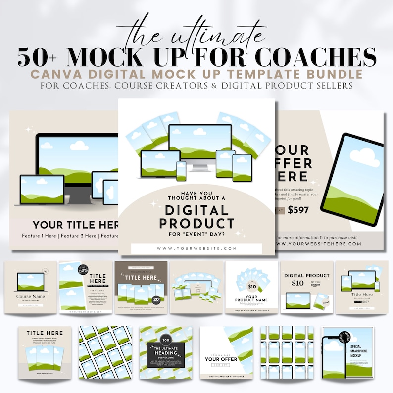 50+ Canva-mallmodeller för coacher, kursskapare, digital produktmodell, Canva-mallmodellpaket, onlinekursmodell bild 1