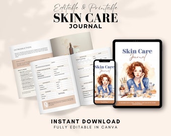 Skincare Journal, Beauty Routine Planner, Printable Skin Care Planner, Glow Up Planner, Beauty Journal, Makeup Tracker, Skincare Template