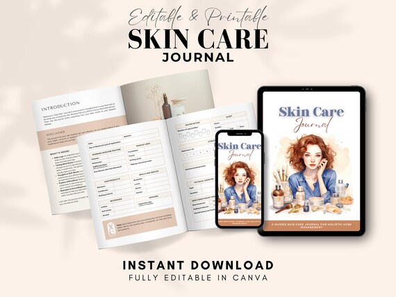 Skincare Journal, Beauty Routine Planner, Printable Skin Care Planner, Glow Up Planner, Beauty Journal, Makeup Tracker, Skincare Template