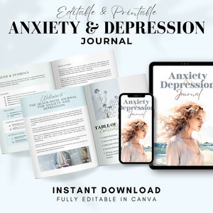 Anxiety Journal, Depression Planner, Printable Anxiety Planner, Mental Health Journal, Lead Magnet Workbook, Life Coaching Tools