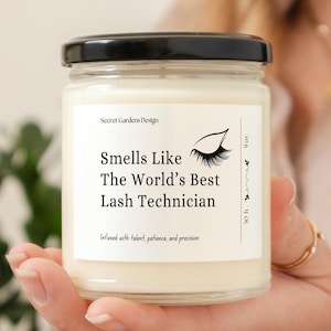 Lash Technician Gift Candle, Custom Gift for Lash Tech, Lash Artist Appreciation Gift, Eyelash Extension Technician Salon Thank You Gift