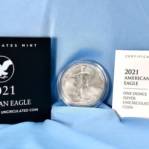 22021-W 1oz American Silver Eagle One Dollar Burnished Uncirculated Coin T2 US Mint 21EGN