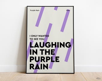 Purple Rain Print, Music Wall Art, Retro Poster, Prince Inspired Decor, Gift for Music Lovers, Minimalist Music Print