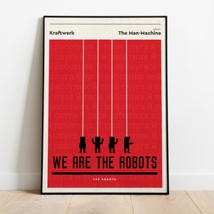 Kraftwerk -The Robots - We are the robots - Póster con letra - Póster retro, impresión musical, regalo para amantes de la música