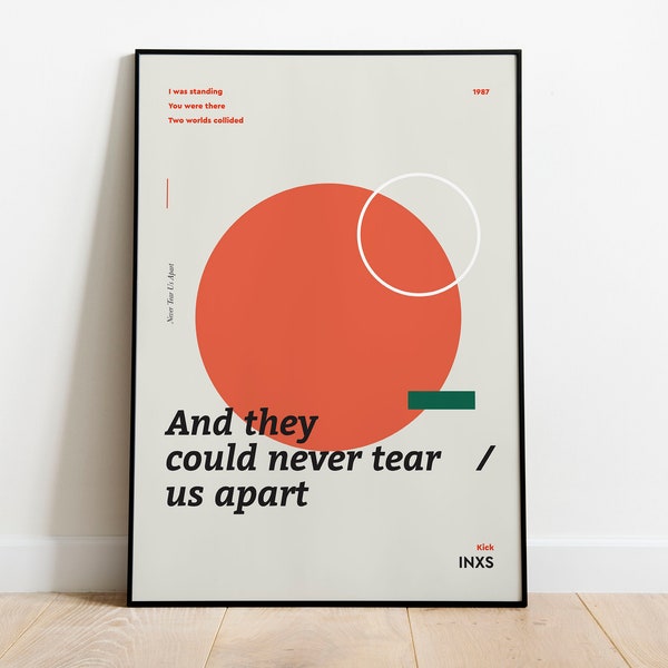 INXS - Never Tear Us Apart inspiriertes Poster - Minimalistische Kunst - Wandkunst - Home Decor - Design Print