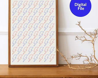 David Bowie Lightning Bolt Art Print: Music Lover Gift (Digital Download)