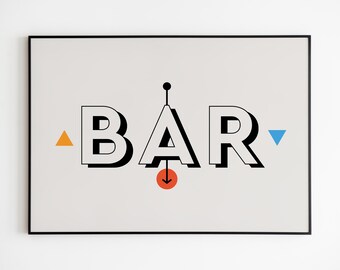 Bar | Art Print | Typographic Print | A4, A3, A2 sizes.