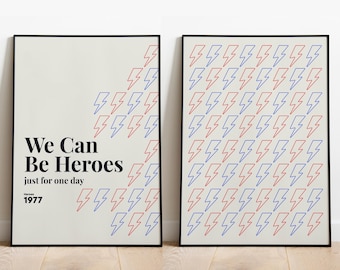 Heroes by David Bowie - Set two prints - A4 / A3 / A2 Fine Art print