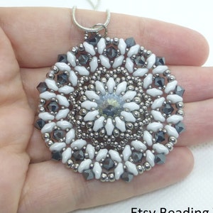 PDF Alask  tutorial, pendant beading tutorial, superduo tutorial, 14 mm rivoli tutorial, beading tutorial, beadweaving tutorial, beadweaving