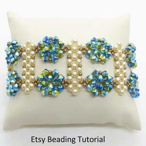 PDF Ariza tutorial, bracelet beading pattern, beadweaving tutorial, 4 mm bicone, beadweaving patttern, pearl tutorial, bead tutorial
