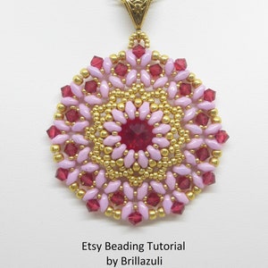 Alask PDF tutorial, pendant beading tutorial, superduo tutorial, 14 mm rivoli tutorial, beading tutorial, beadweaving tutorial, beadweaving