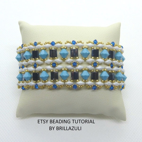 Dika bracelet tutorial, beading tutorial, bracelet beading pattern, beadweaving tutorial, superduo, tila, 6 mm bicone, 3 mm bicone, bead