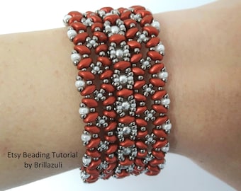 Veline Bracelet Beading Pattern: Superduo Seed Bead Tutorial (PDF tutorial)