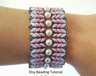 Exea bracelet tutorial, bracelet beading pattern, superduo bracelet tutorial, superduo tutorial, beading tutorial, beadweaving tutorial
