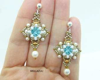 Texara Beaded Earrings Pattern: Rivoli Pearl Beadweaving (Pdf)