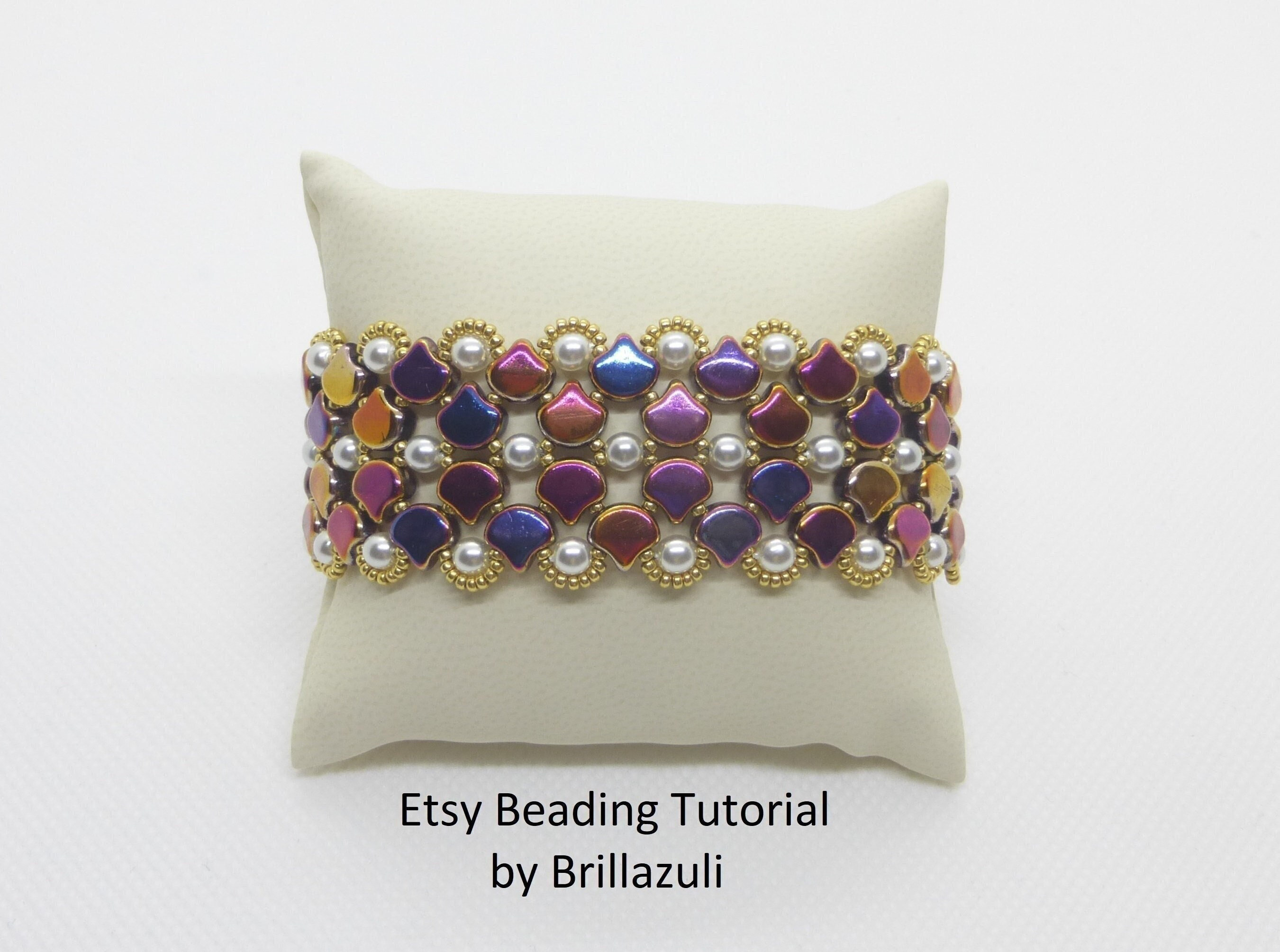 Leather Bracelet Pattern, Beading Pattern, Leather Cord Bracelet TUTORIAL  for 2 Hole Connectors 