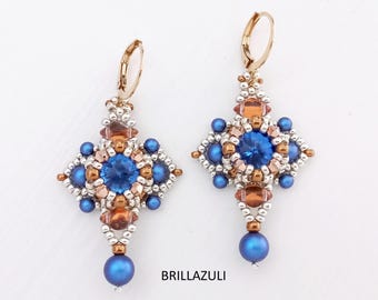 Texara Beaded Earrings Pattern: Rivoli Pearl Beadweaving (PDF tutorial)