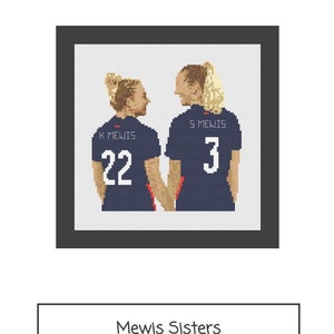 USWNT Mewis Sisters Beginner&#39;s Cross Stitch Pattern