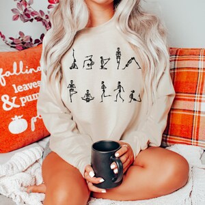 Halloween Party Yoga Skeletons Shirt Skeletons Happy Halloween Tshirt Sweatshirt Comfortable Tee Halloween Shirt Tee