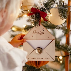 Wunschzettel Briefumschlag aus Holz | Weihnachtswünsche, Wunschliste für den Weihnachtsmann, Christkind, Geschenk für Kinder #44