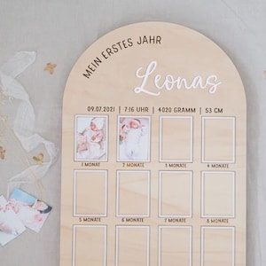 Meilensteintafel für das erste Babyjahr personalisierter Fotorahmen für das erste Lebensjahr | Erinnerung erster Geburtstag | ohcolli #7
