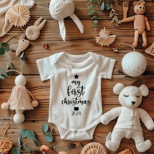 Personalisierter Baby Body &quot;My First christmas&quot; für das erste Weihnachten | Body mit Name | Weihnachtsoutfit | Familienshirts | Baby K18