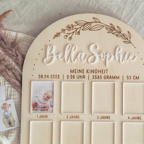 Meilensteintafel Kindheit 1-12 Jahre | personalisierter Fotorahmen für die Entwicklung vom Kind | Geschenk zur Geburt | ohcolli #10