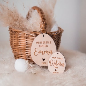 Erstes Ostern Anhänger mit Name | Osterkorb personalisiert | Osternest | Ostergeschenk | Osterdeko | Holzanhänger Name Ostern  #29
