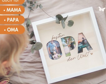 Geschenk zum Muttertag: Personalisierter Bilderrahmen - Gravierter Bilderrahmen/Passepartout aus Holz | Geschenk für Mama, Papa, Vatertag