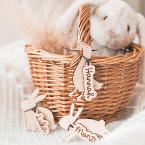 Personalisierter Osteranhänger mit Name | Osterkorb Anhänger Hase Gans | Osternest | Ostergeschenk | Osterdeko Gänse | Holzanhänger #44