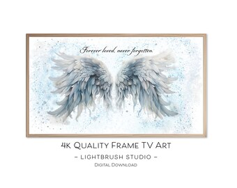 Frame TV Angel Wings Painting, digital painting, watercolor memorial art for Samsung Frame TV digital display, "In Memory of" sentiments
