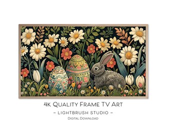 Easter Egg Painting for Samsung Frame TVs, 4k, digital painting, Easter art print for digital display, nature art, spring flowers, bunny